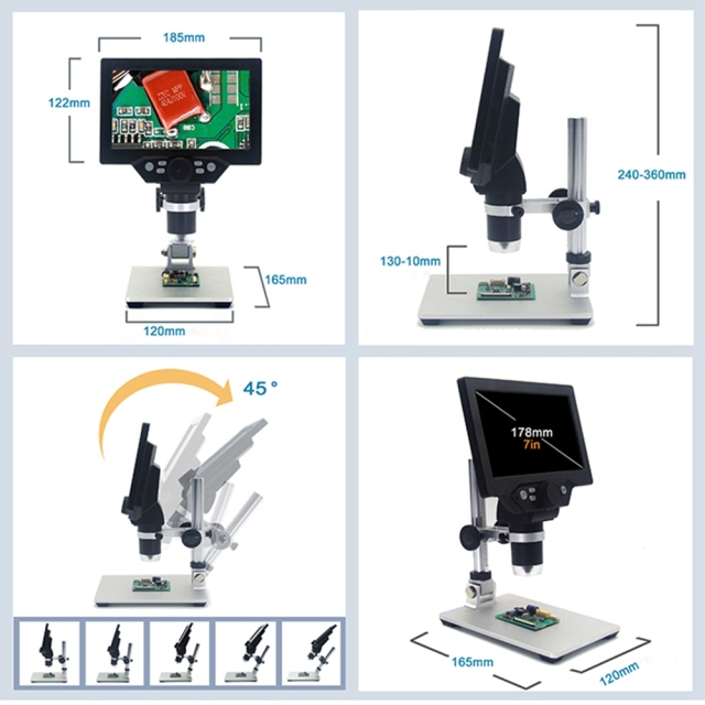 G1200 12MP 1-1200X Digital Microscope for Soldering Electronic 500X 1000X Microscopes Continuous Amplification Magnifier with battery