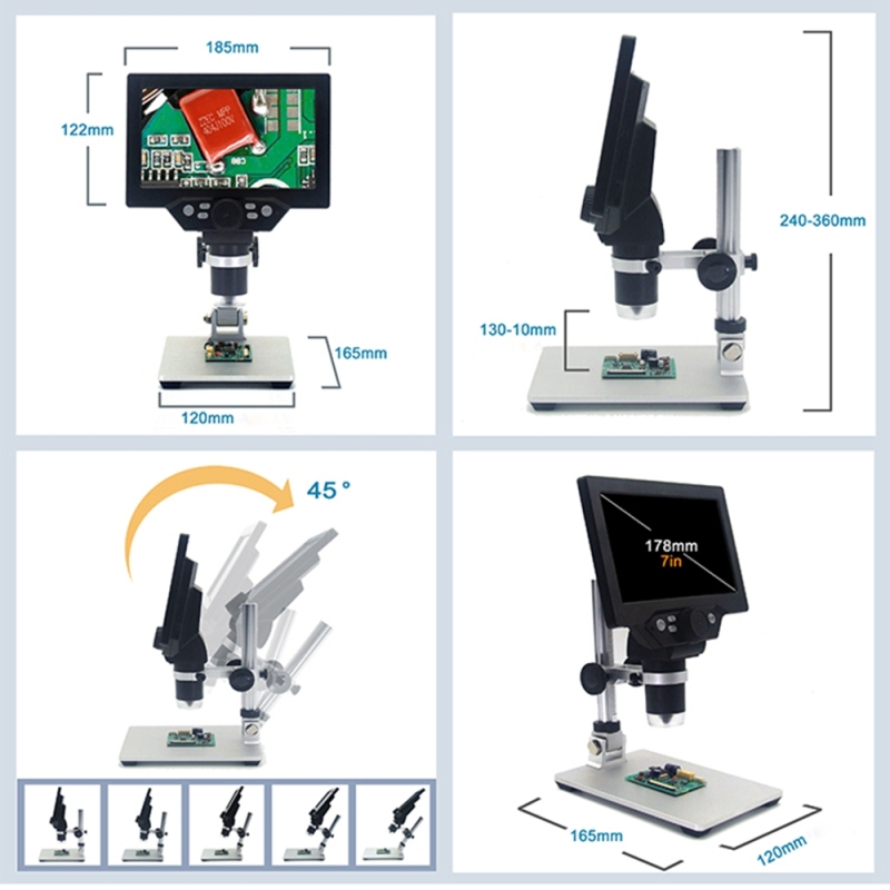 G1200 12MP 1-1200X Digital Microscope for Soldering Electronic 500X 1000X Microscopes Continuous Amplification Magnifier with battery