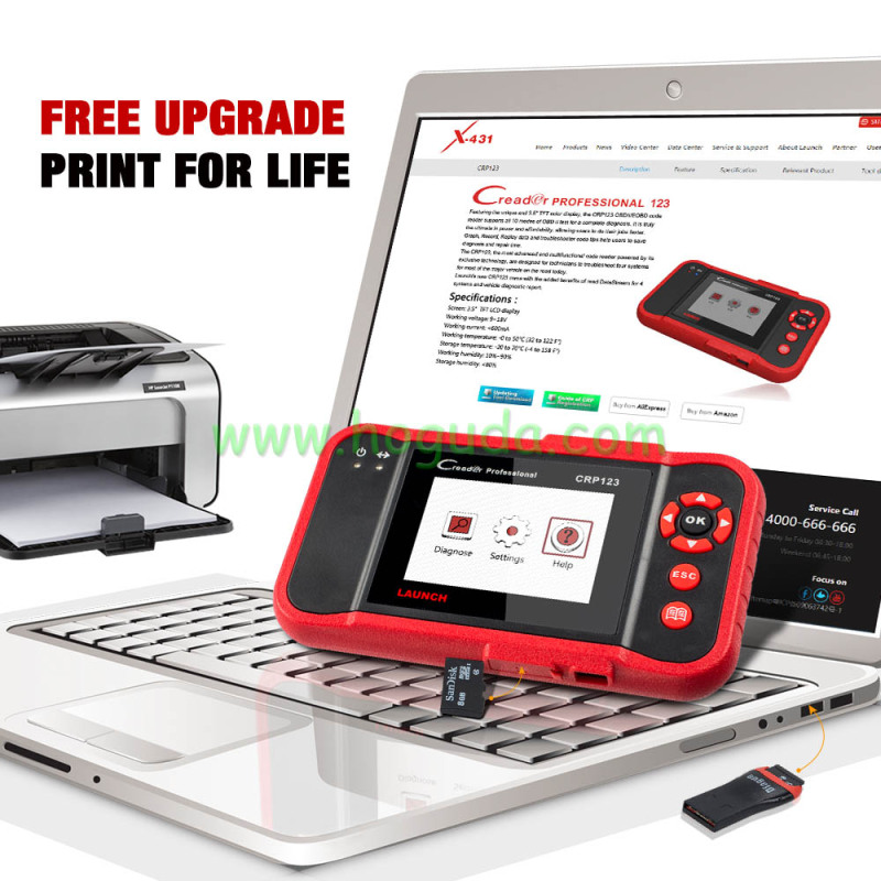 LAUNCH CRP123 OBD2 EOBD automotive scannerABS Airbag SRS Transmission Engine Car Diagnostic Tool Multilingual free update