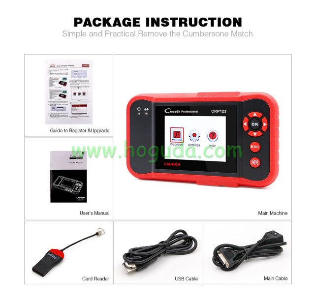 LAUNCH CRP123 OBD2 EOBD automotive scannerABS Airbag SRS Transmission Engine Car Diagnostic Tool Multilingual free update