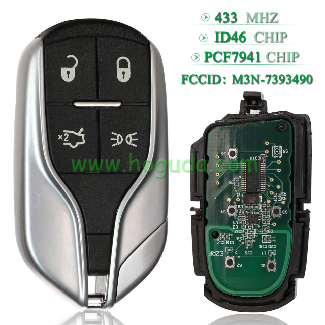 For Maserati 4 button remote key with PCF7945/7953(HITAG2) 434mhz