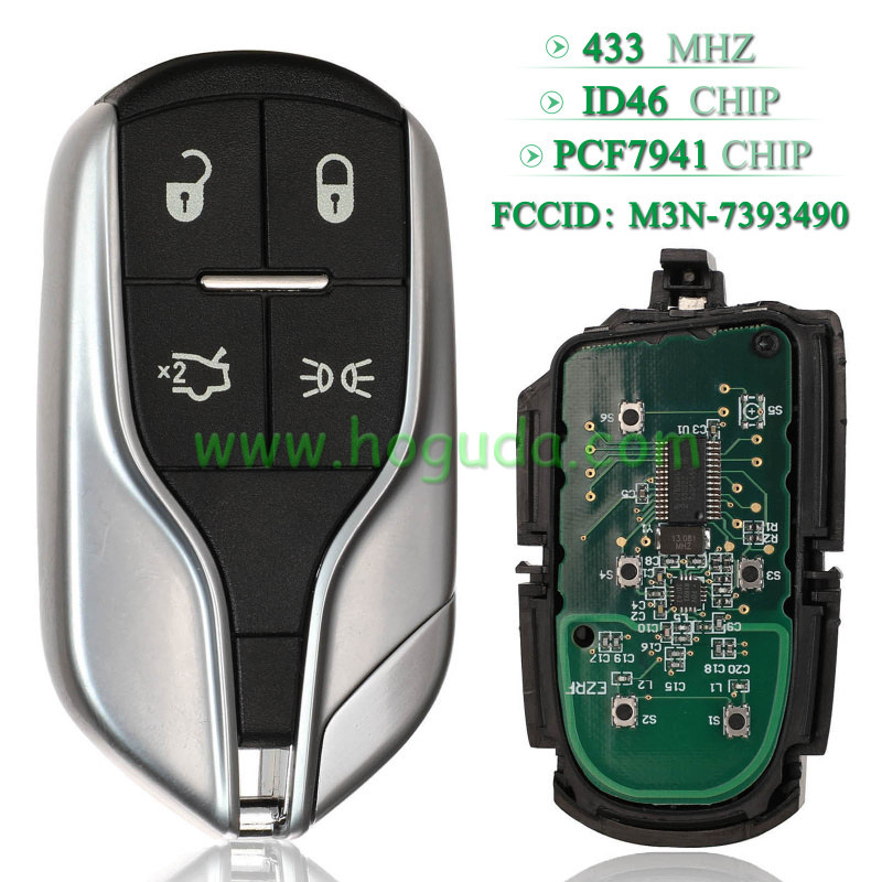 For Maserati 4 button remote key with PCF7945/7953(HITAG2) 434mhz