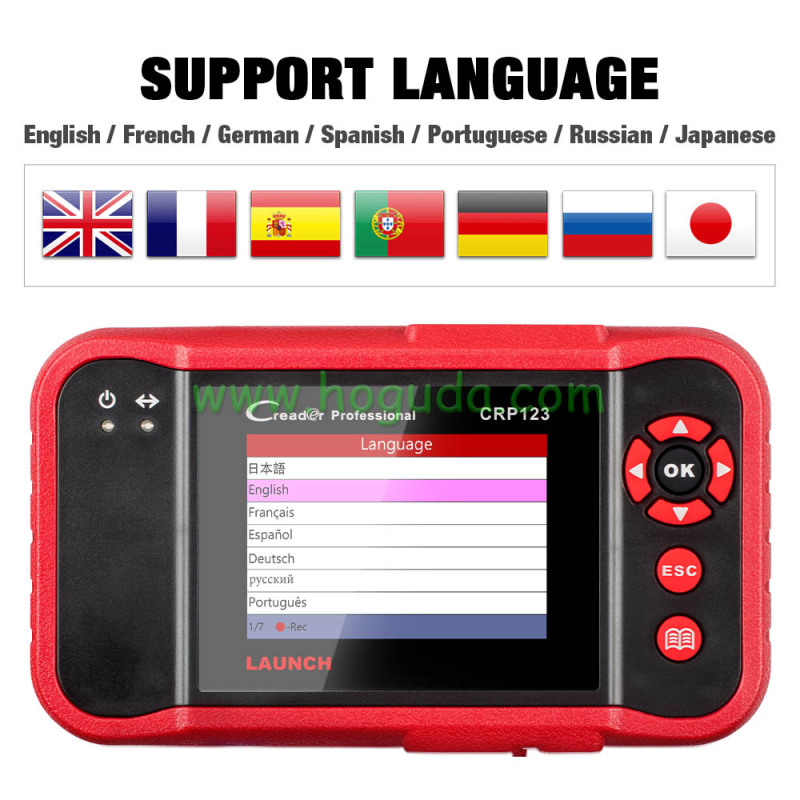 LAUNCH CRP123 OBD2 EOBD automotive scannerABS Airbag SRS Transmission Engine Car Diagnostic Tool Multilingual free update