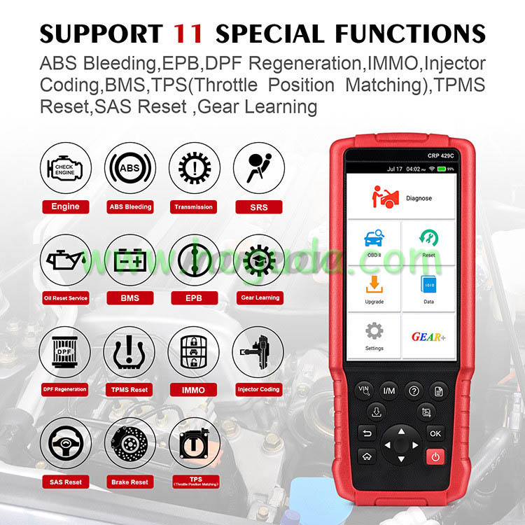LAUNCH CRP429C OBD2 Scanner ENG ABS Airbag SRS AT diagnostic tool DPF BMS EPB 11 reset service
