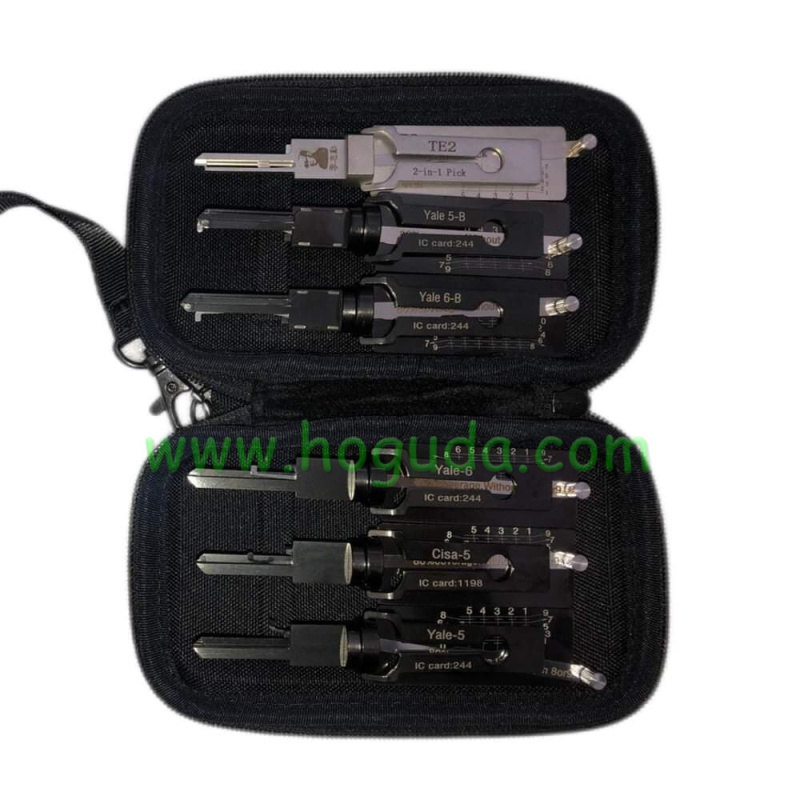 Original LISHI  2-in-1 set contains TE2 YALE-5 YALE-6 YALE-5B YALE-6B CISA-5 with black bag Decoder for Locksmith Repairing Tools 2-in-1 Residential Pick & Decoder