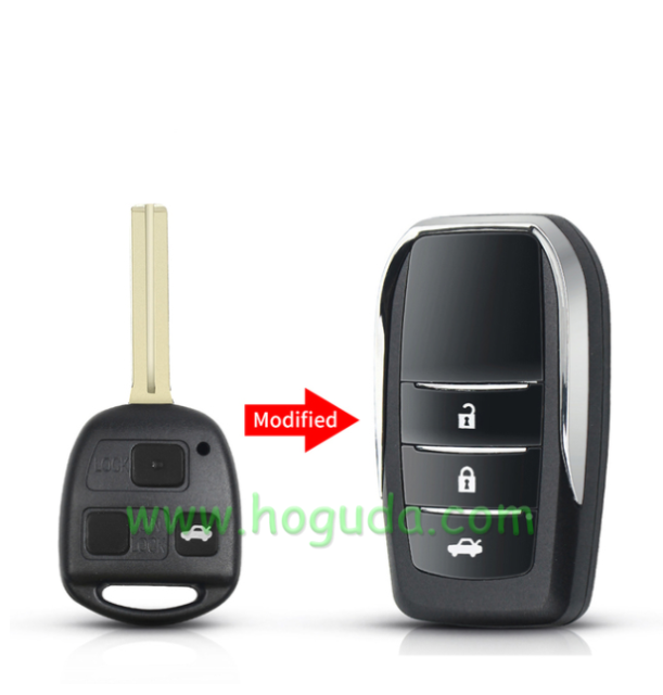 For Toyota Land Cruiser Camry Corolla  3 Buttons Modified Flip Car Key Shell with TOY48 blade