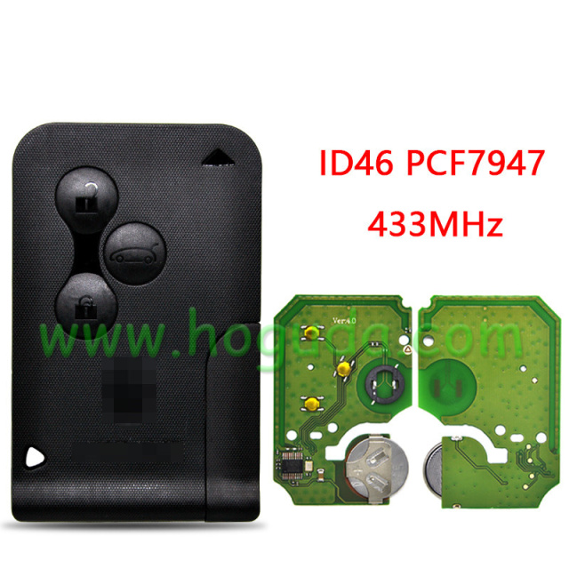 For Renault Megane Scenic 3 button remote key with 433Mhz PCF7947 Chip