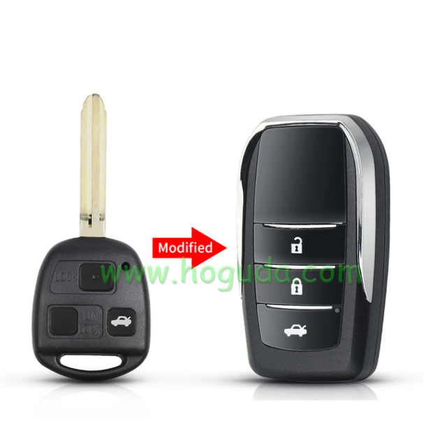 For Toyota Land Cruiser Camry Corolla 3 Buttons Modified Flip Car Key Shell with TOY43 blade