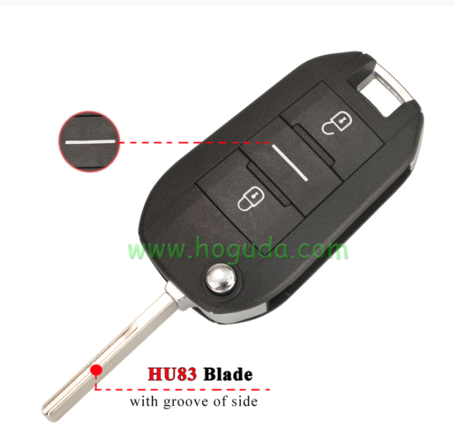 For Peugeot 508 3 button Remote Flip Car Key Shell with HU83 blade For Peugeot 208 2008 301 308 508 5008 RCZ Expert /Citroen C-Elysee C4-Cactus C3 Light