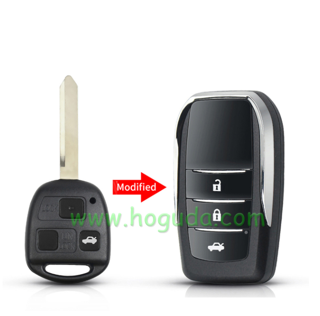 For Toyota Land Cruiser Camry Corolla 3 Buttons Modified Flip Car Key Shell with TOY47 blade