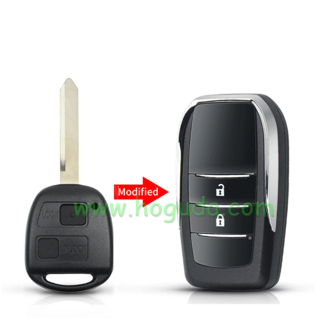 For Toyota Land Cruiser Camry Corolla  2 Buttons Modified Flip Car Key Shell with TOY47 blade