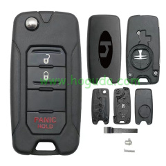 For Chrysler Jeep 2+1 button flip remote key blank with logo