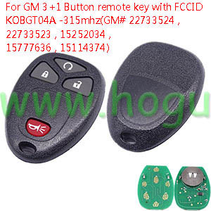 For Buick 3+1 Button remote key  with FCCID: KOBGT04A -315Mhz