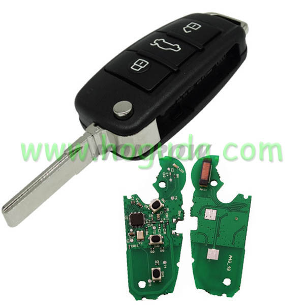 For Audi Keyless MQB 3B flip remote key with ID48 chip-434mhz ASK model