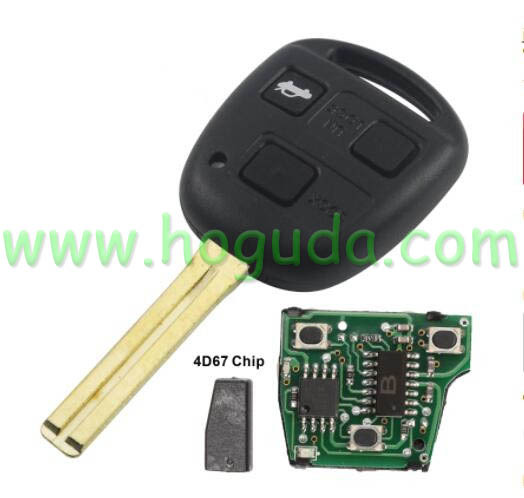 For Lexus 3 button remote key With 315Mhz 4D67 Chip (Short blade)