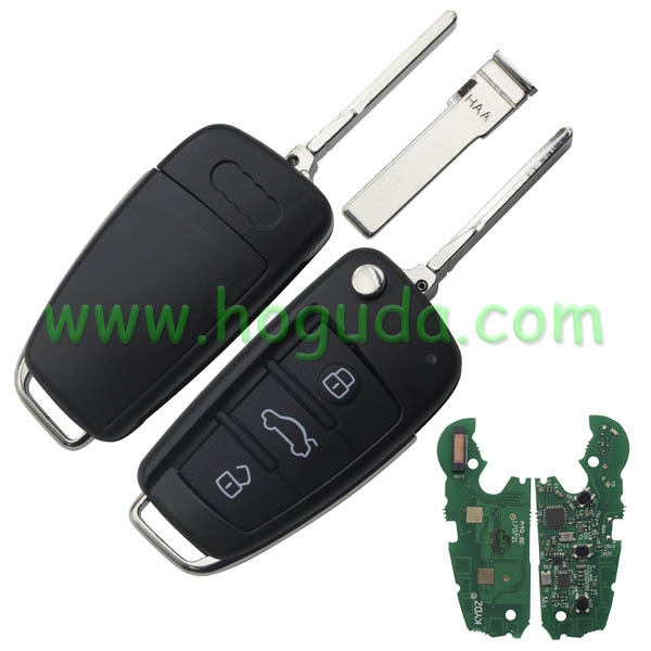For Audi A6,A6L,Q7 3 buttton remote key with 8E chip 433.92/315MHZ  4F0837220M / 4F0837220T Non handsfree system 2004-2011