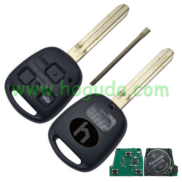 For Toyota 3 button remote key with 4D67 chip with 433mhz use for Toyota land cruiser prado