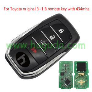 For Original For Toyota Fortuner  3+1 button remote key with 433Mhz FCCID:61A9650182 Chip:For Toyota H chip Chip number is RF430F small chip is H7900N crystal is 13.080