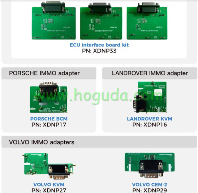 Solder-free adapter for mini prog and key tool plus,including bmw adapter,porsche immo adapter/landrover immo adapter/wolvo immo adapter/MB91F dashboard adapter