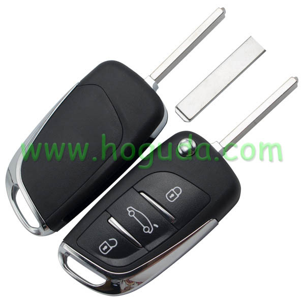 Original For Peugeot 3 button modified flip remote key blank with VA2 307 Blade- 3Button -Trunk- With battery place (No Logo)