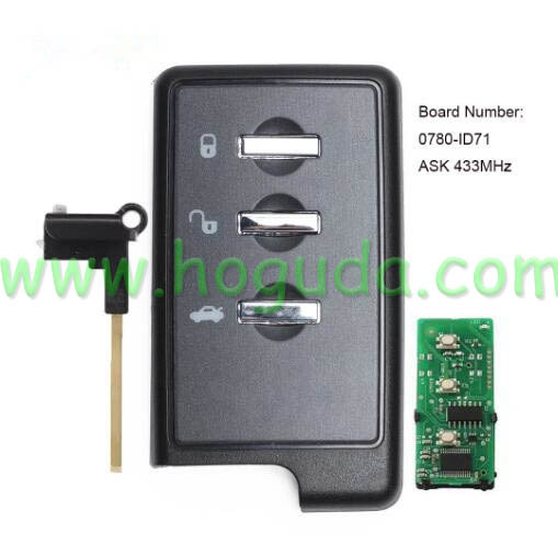For Subaru 3 button Smart Remote Key Fob ASK 433MHz - ID71 Chip - Board ID: 0780