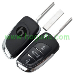 Original For Peugeot 3 button modified flip remote key blank with HU83 407 Blade- 3Button -Trunk- With battery place  used for model New DS remote control