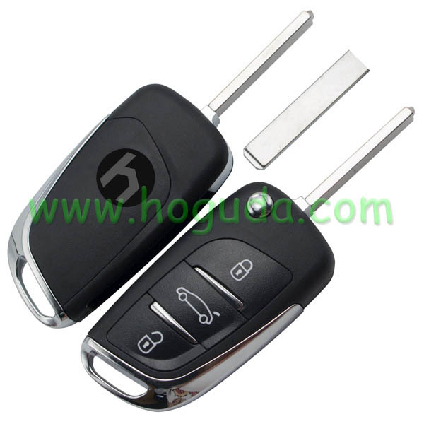 Original For Peugeot 3 button modified flip remote key blank with VA2 307 Blade- 3Button -Trunk- With battery place