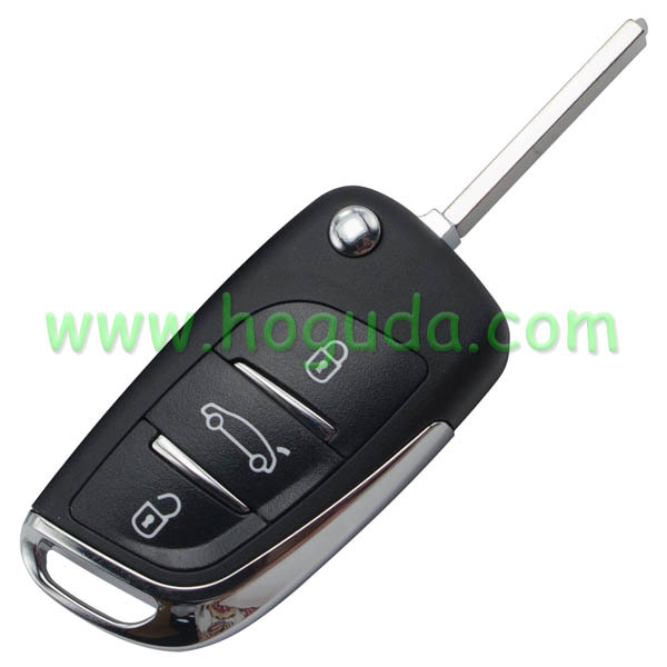 Original For Peugeot 3 button modified flip remote key blank with VA2 307 Blade- 3Button -Trunk- With battery place