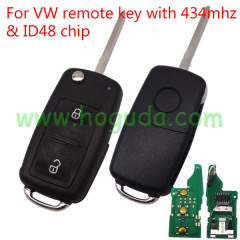 For VW 2 button remote key with 433mhz & ID48 glass chip 5KO959753AB / 5KO837202AD