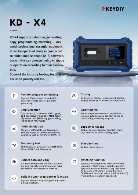 Pre-Order KEYDIY KD-X4 key programmer KD-X4 supports detection ...