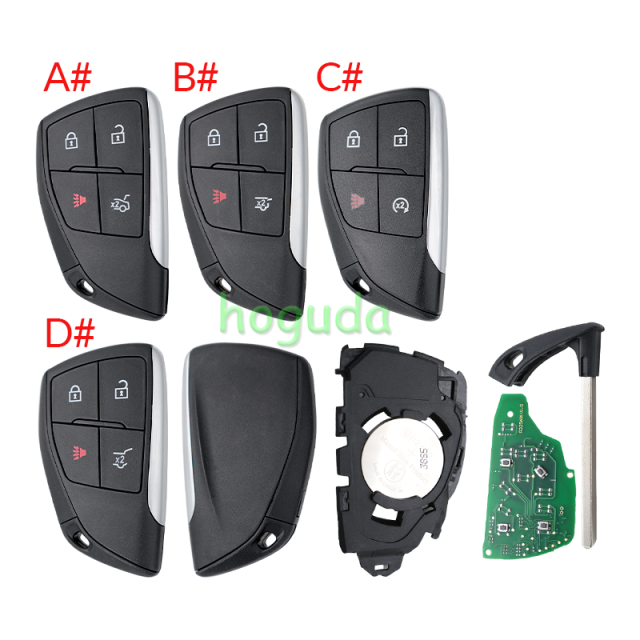 Cadillac CT4 CT5 +1 button smart remote key with ID49 chip 434 Mhz  PN: 13538860 / YG0G20TB1