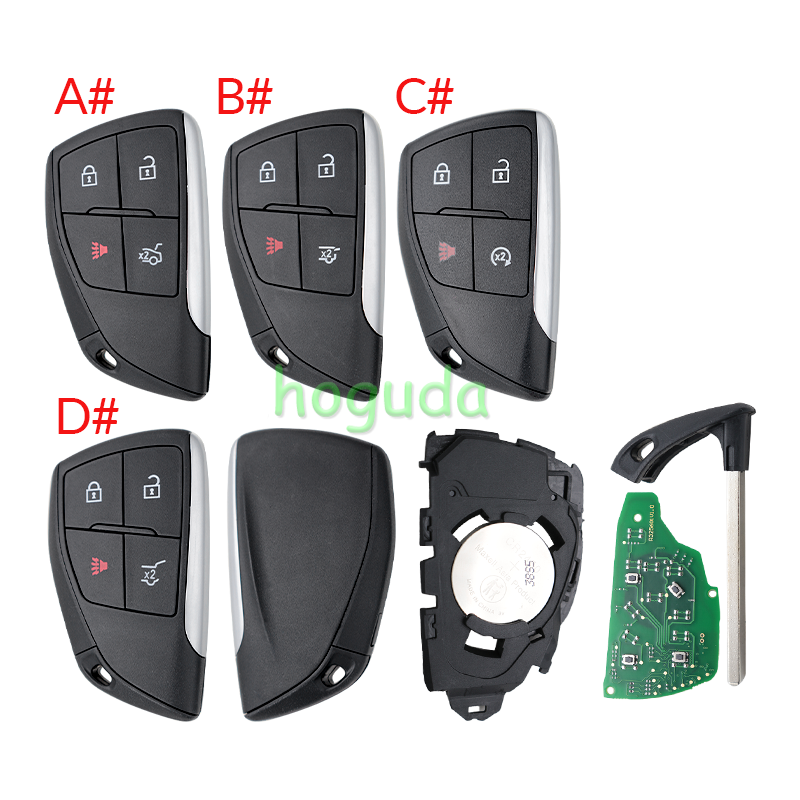 Cadillac CT4 CT5 +1 button smart remote key with ID49 chip 434 Mhz  PN: 13538860 / YG0G20TB1