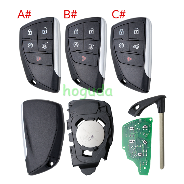 Cadillac CT4 CT5 4+1 button smart remote key with ID49 chip 434 Mhz  PN: 13538860 / YG0G20TB1