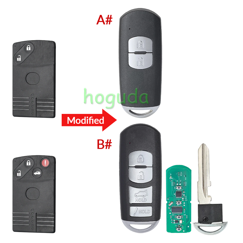 KYDZ For Mazda CX7 CX9 2/4 button  Modified Smart Remote Key  with 434MHz Model: SKE11B-01 / SKE11B-02 FCC ID: BGBX1T458SKE11A01