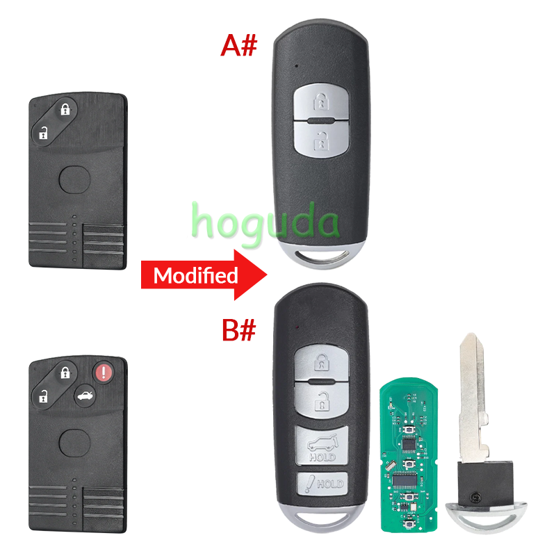 KYDZ For Mazda CX7 CX9 2/4 button  Modified Smart Remote Key  with  315MHz Model: SKE11B-01 / SKE11B-02 FCC ID: BGBX1T458SKE11A01
