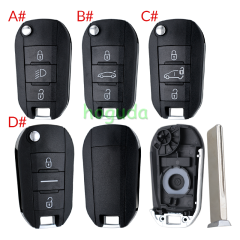 Peugeot 3 button remote key blank with HU83 blade without lg