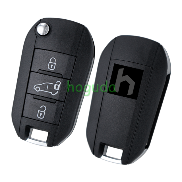 Peugeot 3 button remote key blank with VA2 blade