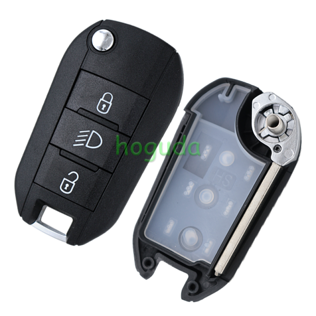 Peugeot 3 button remote key blank with VA2 blade without lg