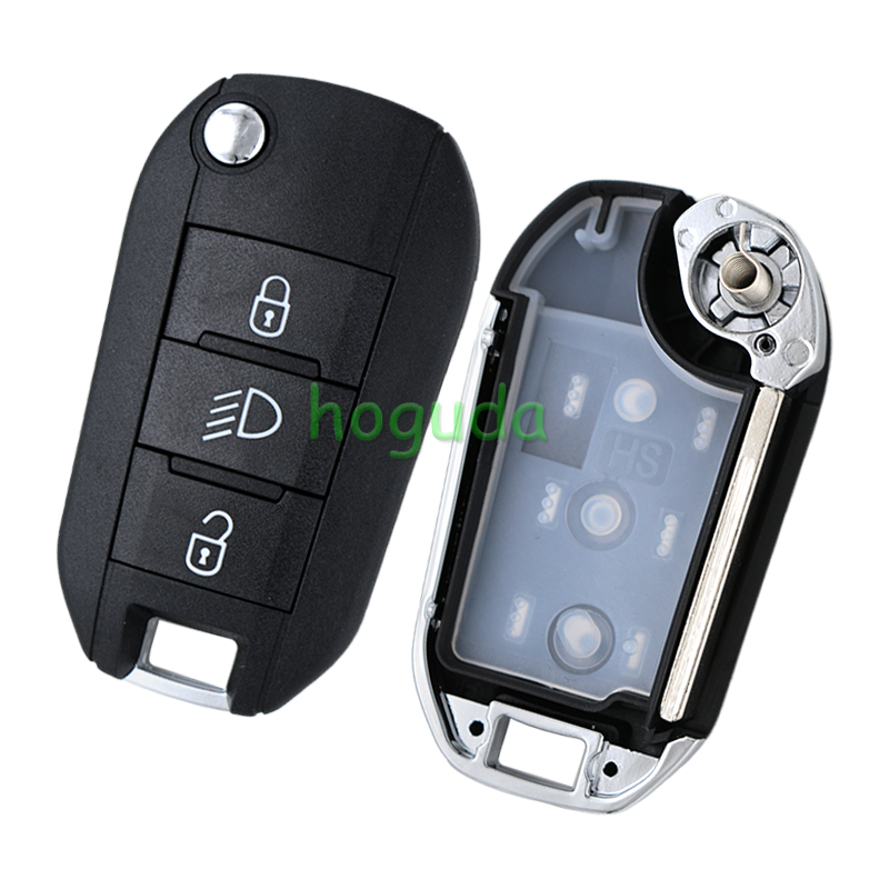 Peugeot 3 button remote key blank with HU83 blade without lg