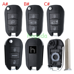Peugeot 3 button remote key blank with VA2 blade