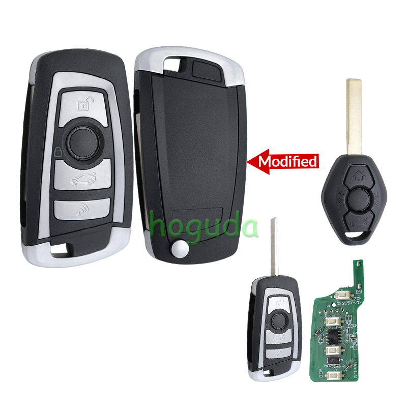 For BMW CAS2 system 4 button remote key with HU92 blade with PCF7946 Chip 433mhz