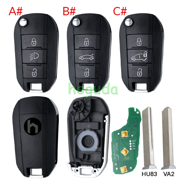Citroen 3 Button Remote Key with 433MHz and HITAG AES 4A Chip