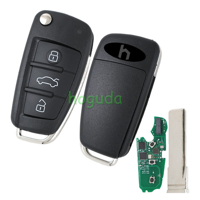 For Audi 3 button Keyless Go smart remote key with 8E Chip 8684MHZ for choice 4F0837220AF