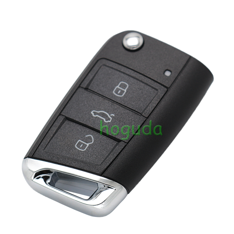 For VW Non-keyless MQB platform  3 button flip remote key  with ID48 chip-434mhz HU162T Blade black pcb board