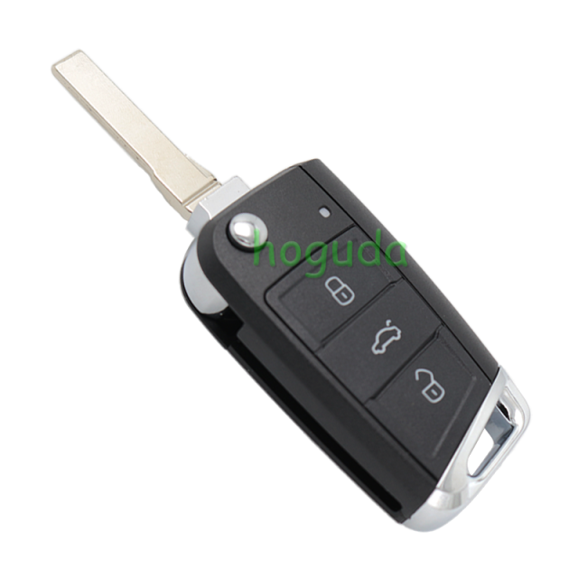 For VW Non-keyless MQB platform  3 button flip remote key  with ID48 chip-434mhz HU162T Blade black pcb board