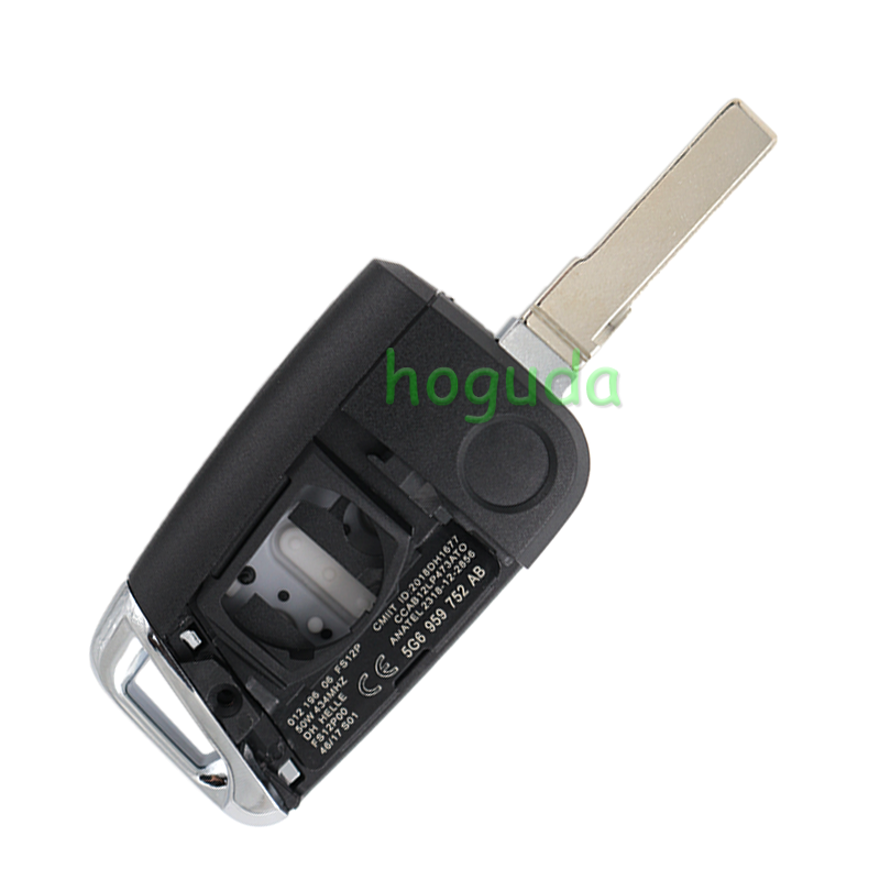 For VW Non-keyless MQB platform  3 button flip remote key  with ID48 chip-434mhz HU66 Blade black pcb board