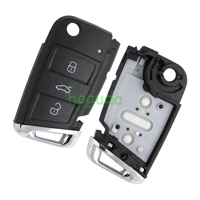 For VW Non-keyless MQB platform  3 button flip remote key  with ID48 chip-434mhz HU66 Blade black pcb board