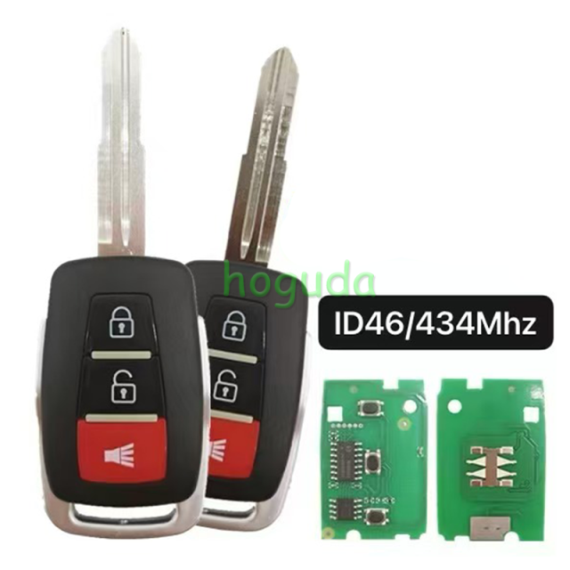 2+1 Button ID46 Chip 433MHz Left/Right Blade Car Remote Key For Proton