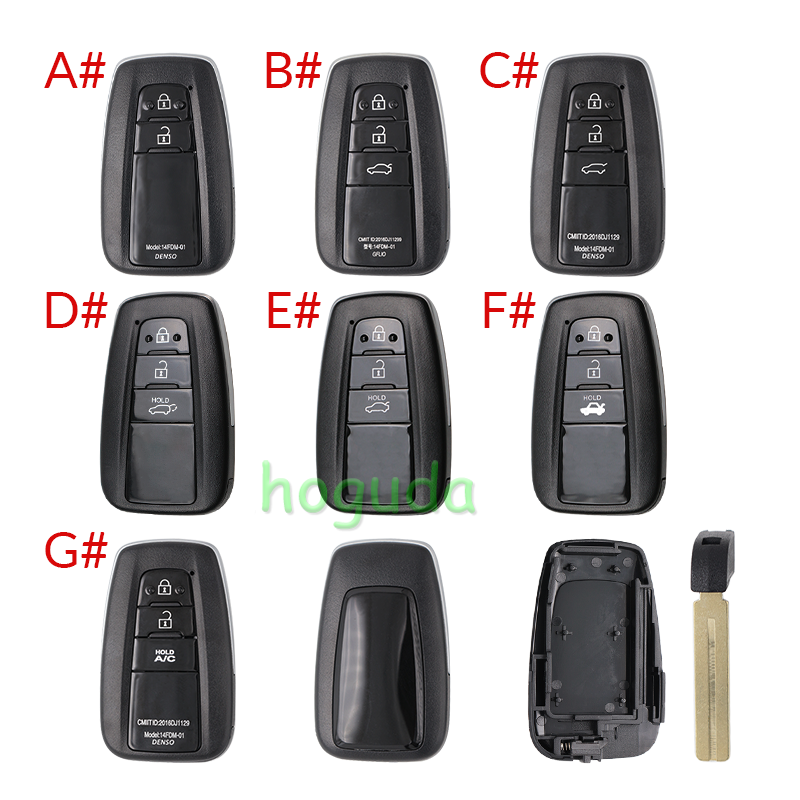 For Toyota remote key blank can put vvdi toyota smart pcb card please choose the button type