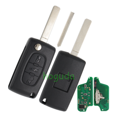For Peugeot FSK 3 button flip remote key with VA2 307 blade (With trunk button)  433Mhz ID46 Chip